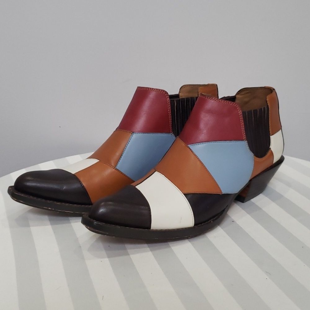 Coach Bootie Womens 6 Bandit Patchwork Leather Western Ankle Coastal Cowgirl